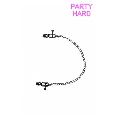 Prestaloveshop Pinces à Tétons et Chaine Métal Noir Réglage