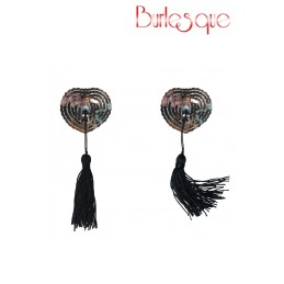 Erotissimo Loveshop 82 Nipple Gipsy Coeur Sequin et Pompon Noir