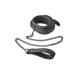 Erotissimo Loveshop 82 Collier Laisse Noir Simili Cuir Matelassé