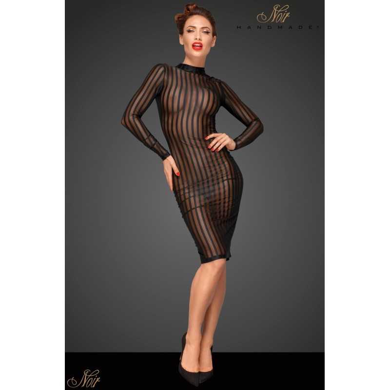 Erotissimo Loveshop 82 Robe mi longue micro résille rayée F182