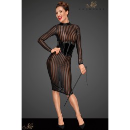 Erotissimo Loveshop 82 Robe mi longue micro résille rayée F182