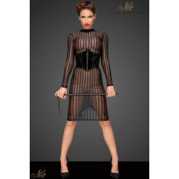 Erotissimo Loveshop 82 Robe mi longue micro résille rayée F182