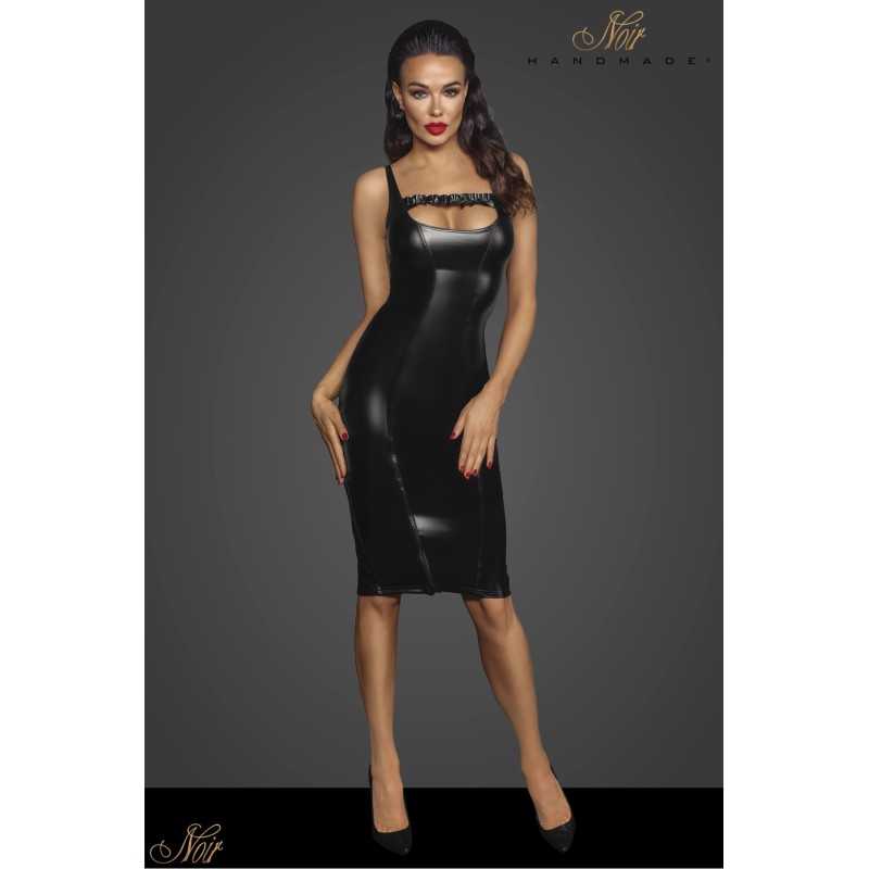 Erotissimo Loveshop 82 Robe midi moulante wetlook zip fente F251