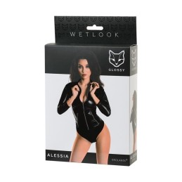 Erotissimo Loveshop 82 Alessia Body wetlook noir zipé