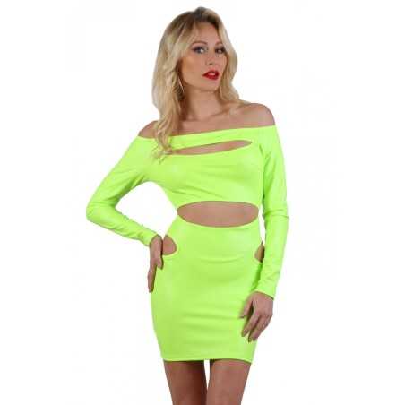 Erotissimo Loveshop 82 Robe ajourée Wetlook fluo