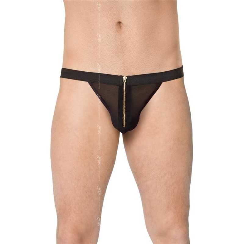 Erotissimo Loveshop 82 String noir zip doré devant Homme