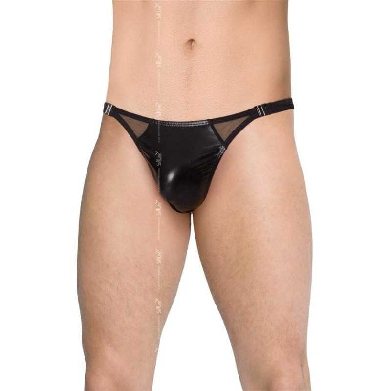 Erotissimo Loveshop 82 String noir wetlook détachable cotés