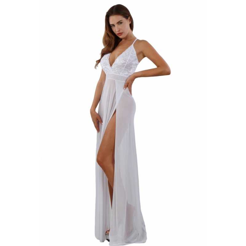 Erotissimo Loveshop 82 Robe Longue Micro Résille et Dentelle