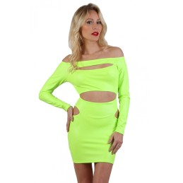 Erotissimo Loveshop 82 Robe ajourée Wetlook fluo