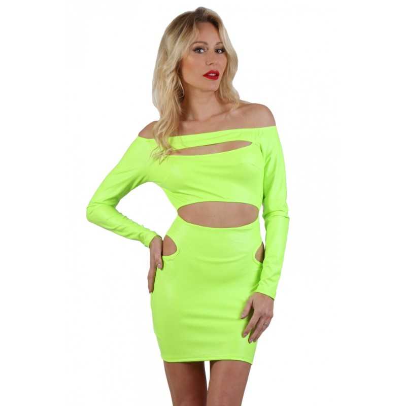 Erotissimo Loveshop 82 Robe ajourée Wetlook fluo