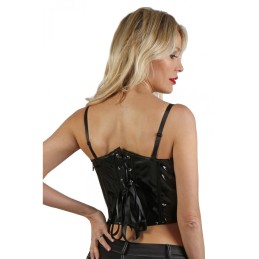 Erotissimo Loveshop 82 Top Corset En Vinyle Noir Lacé Devant Dos