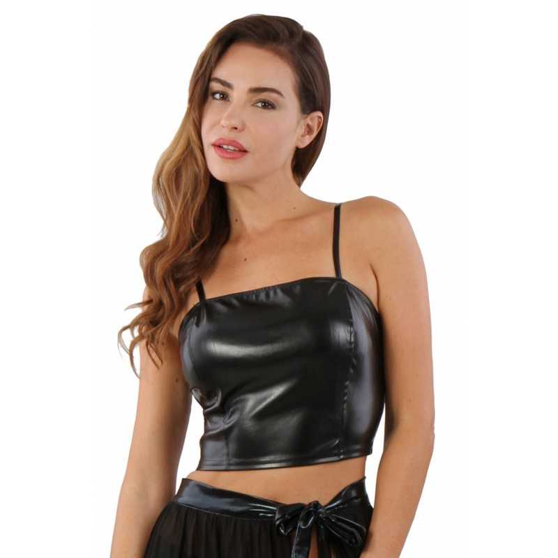 Erotissimo Loveshop 82 Top Simili Cuir Zip au Dos