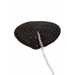 Erotissimo Loveshop 82 Nipple Coeur Noir Strass et Chainette