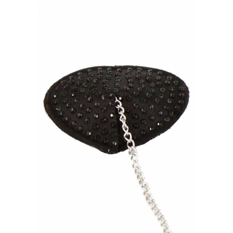 Erotissimo Loveshop 82 Nipple Coeur Noir Strass et Chainette