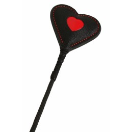 Erotissimo Loveshop 82 Cravache Cuir Noire Coeur Rouge