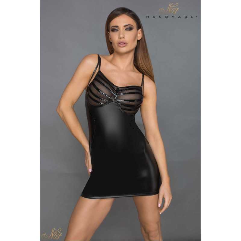 Erotissimo Loveshop 82 Robe wetlook bonnet micro résille bande