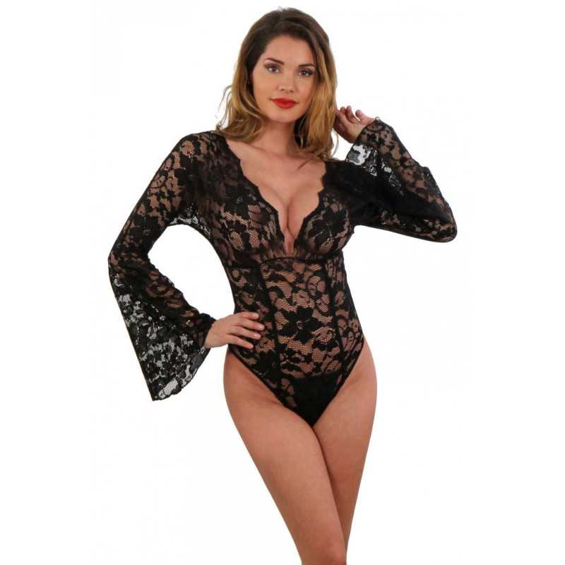 Erotissimo Loveshop 82 Body dentelle noire manches longues