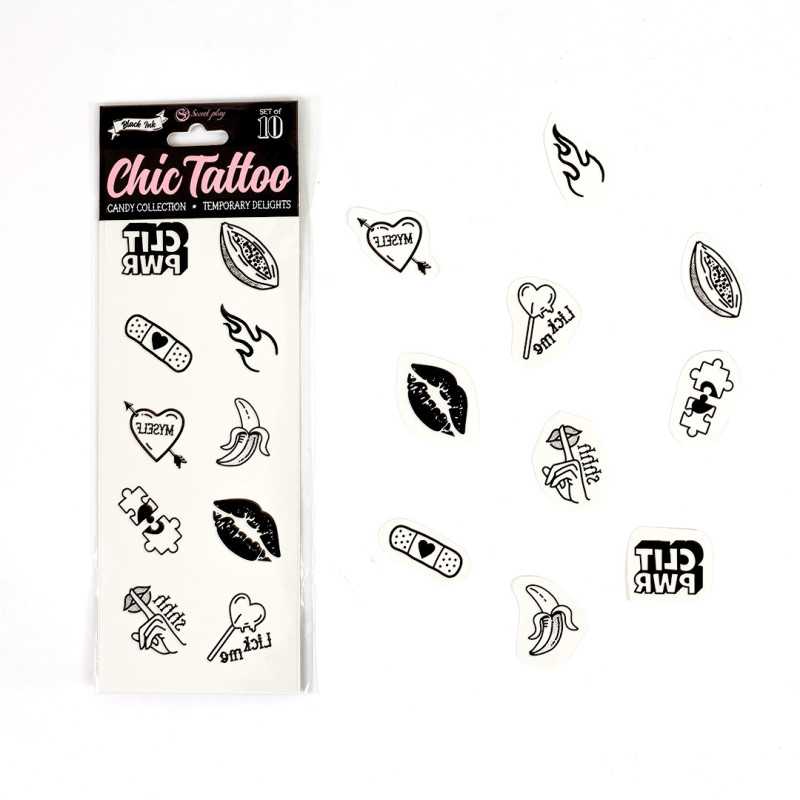 Set 10 tatoos Candy temporaires