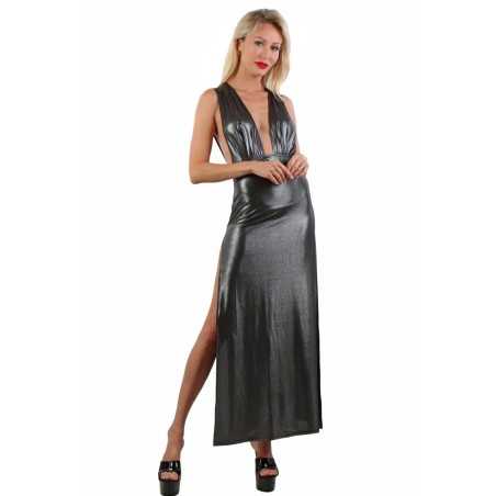 Prestaloveshop Robe Longue Irisé Large Décolleté Dos Nu