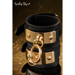 Prestaloveshop Menottes chevilles noires plaque & anneau clip