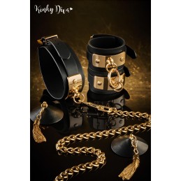 Prestaloveshop Menottes chevilles noires plaque & anneau clip Prestaloveshop Menottes chevilles noires plaque & anneau clip