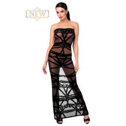 Prestaloveshop Robe longue moulante transparente flocage noir