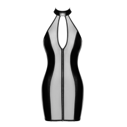 Prestaloveshop Robe courte wetlook micro résille strass F370 Prestaloveshop Robe courte wetlook micro résille strass F370