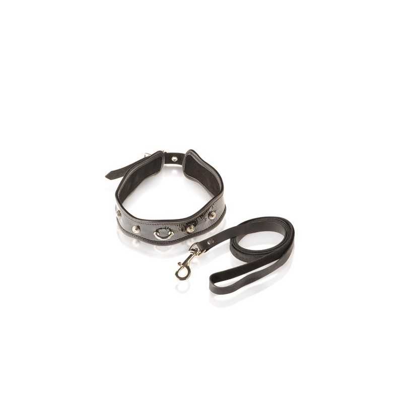 Erotissimo Loveshop 82 Collier Cuir Vernis Noir et Laisse