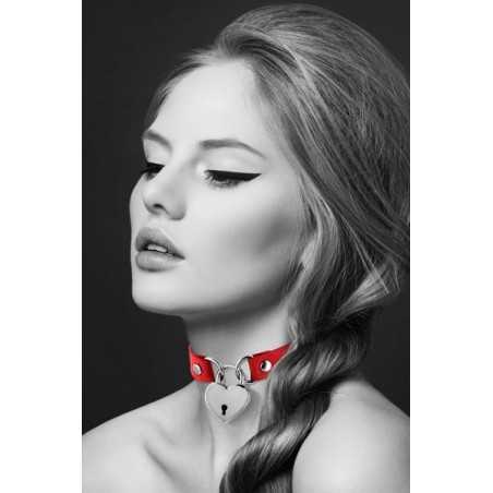 Erotissimo Loveshop 82 Collier Rouge Ras de Cou Cadenas Coeur